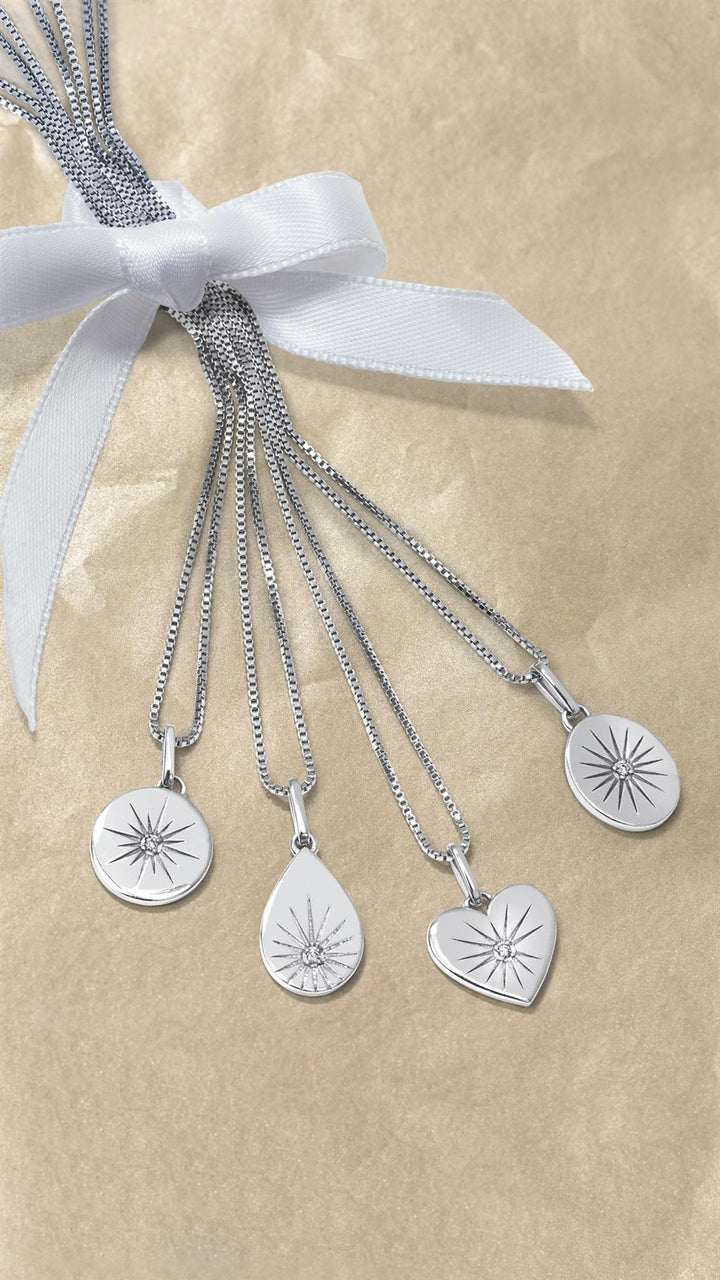 Sterling Silver 0.01ctw Diamond Star Medallion Necklace