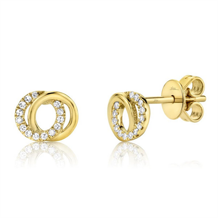 14K Yellow Gold 0.09ctw Diamond Love Knot Stud Earrings by Shy Creation