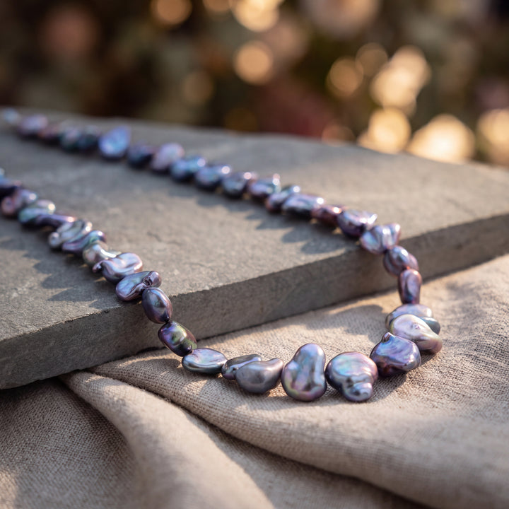 Estate Sterling Silver Lavender Baroque Pearl Necklace, Vintage