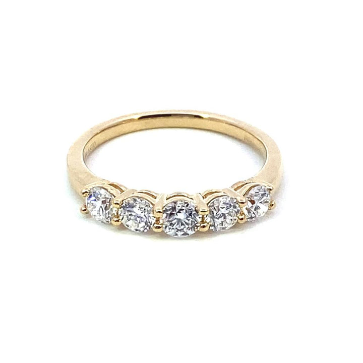 14K Yellow Gold 1ctw Round Lab Diamond Five Stone Wedding Band