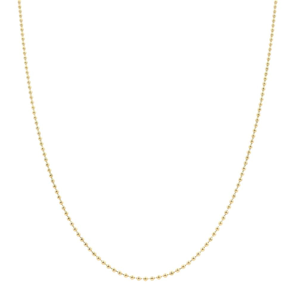 14K Yellow Gold Mini Ball Chain Necklace - 0.80mm