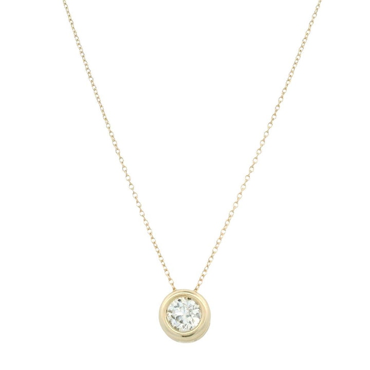 14K Yellow Gold 0.945ct Old European Cut Diamond Bezel Set Necklace Contemporary