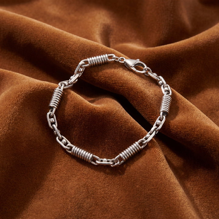 Estate Sterling Silver Fancy Link Bracelet with Lobster Toggle Clasp