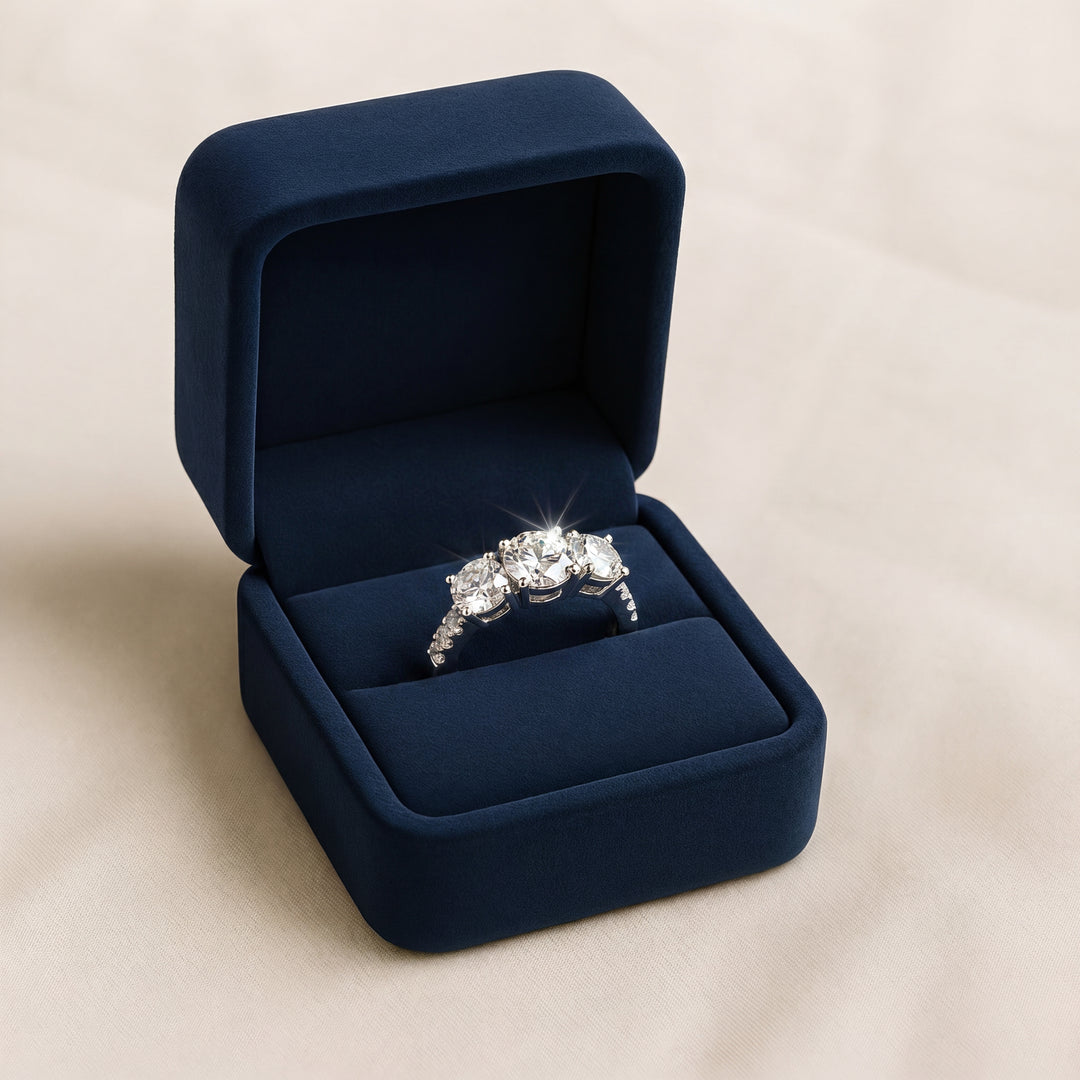 Estate 10K White Gold 1.03CTW Diamond Illusion Three-Stone Engagement Ring