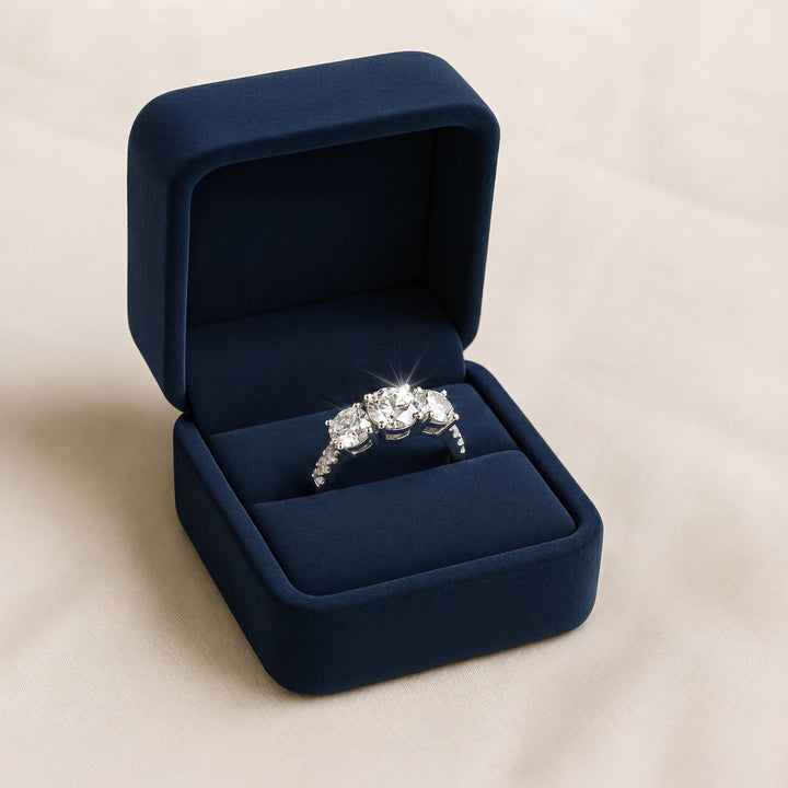 Estate 10K White Gold 1.03CTW Diamond Illusion Three-Stone Engagement Ring