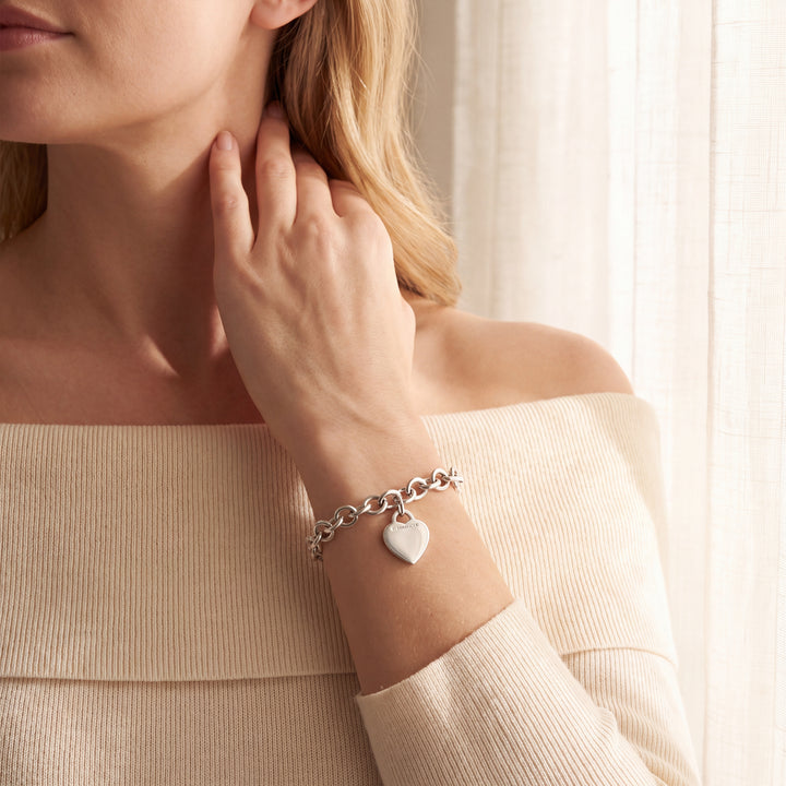 Estate Sterling Silver Tiffany & Co. Vintage Heart Charm Bracelet