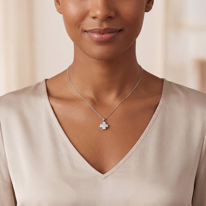 Estate Platinum 2.20CTW Princess-Cut Diamond Cross Pendant