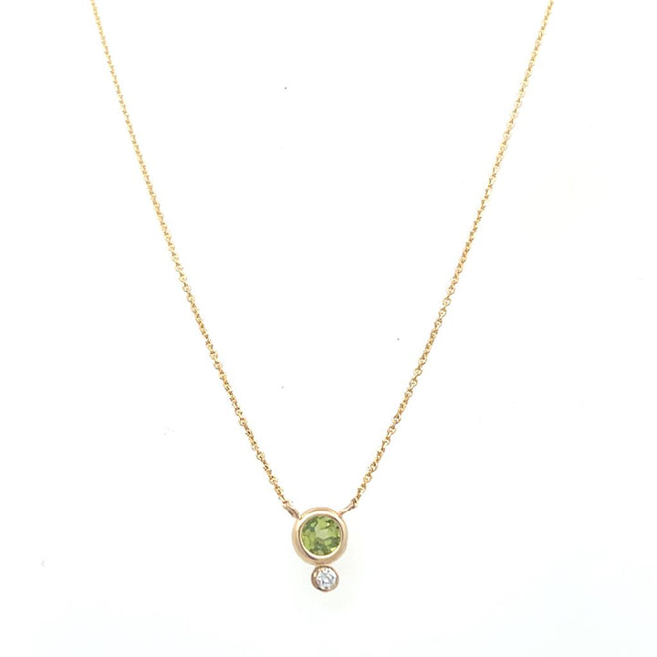 14K Yellow Gold Peridot and Diamond Necklace 20"