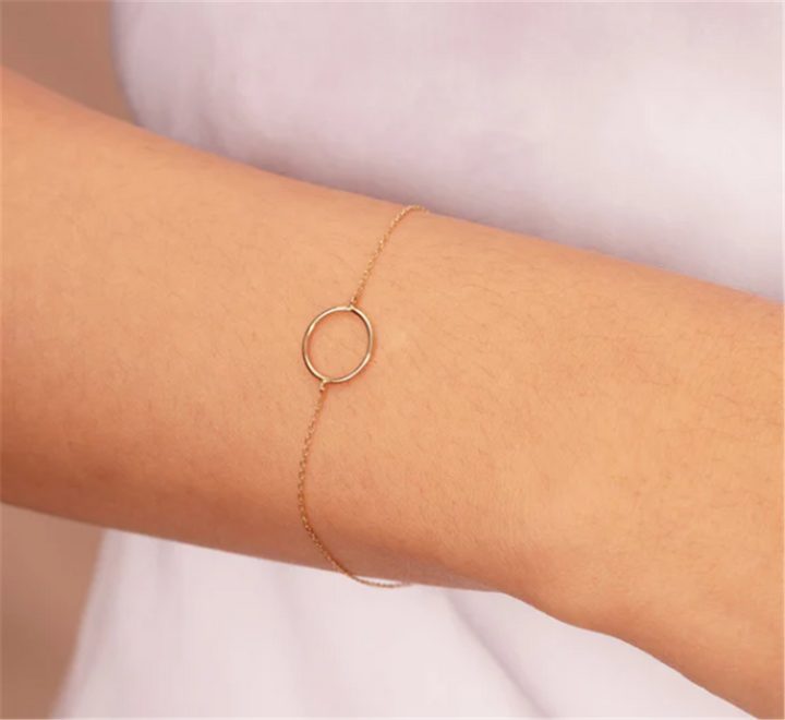 14K Yellow Gold Adjustable Open Circle Bracelet by Aurelie Gi