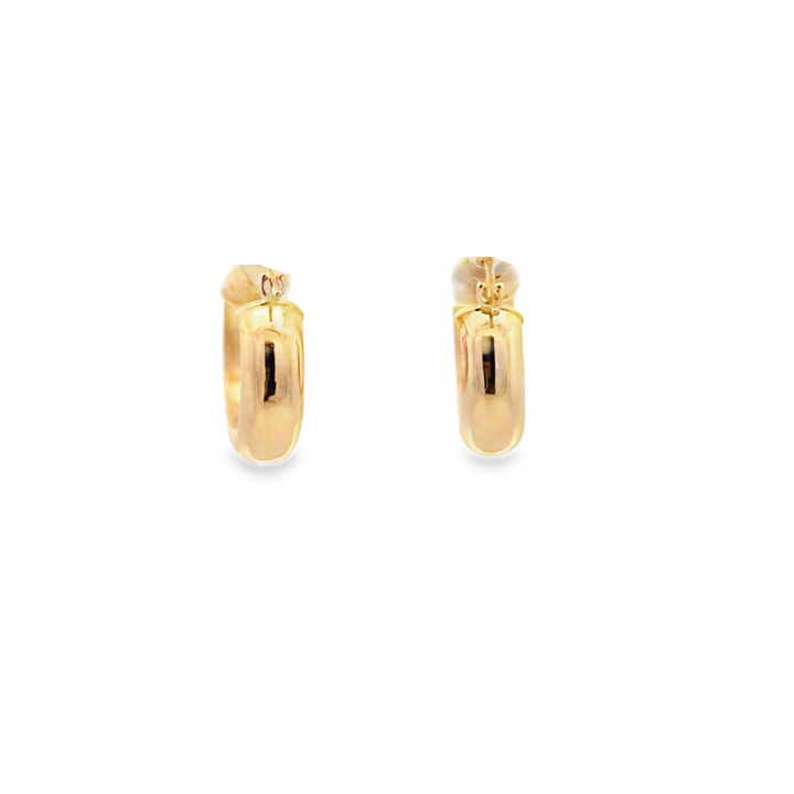 Estate 14K Yellow Gold Hollow Tube Huggie Hoop Earrings