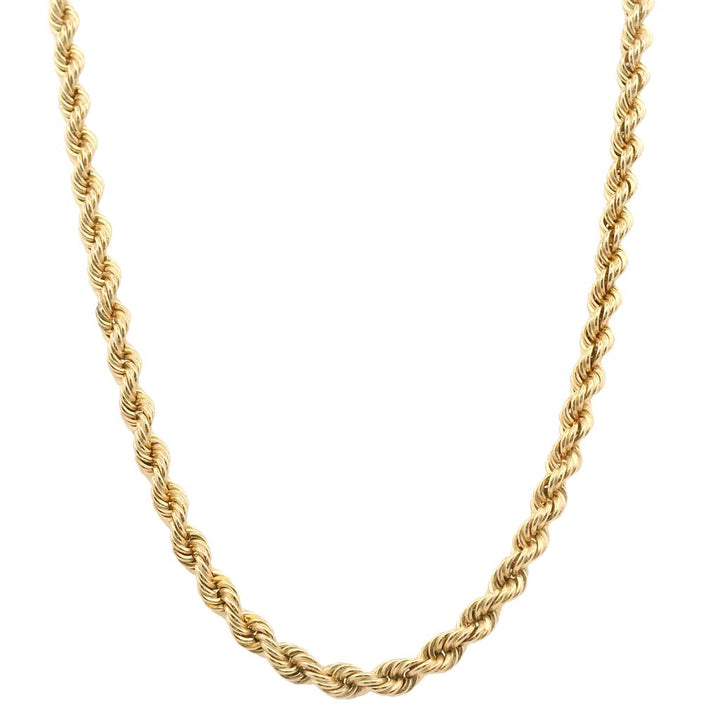 Estate 14K Yellow Gold 2.64mm Solid Rope Chain Necklace