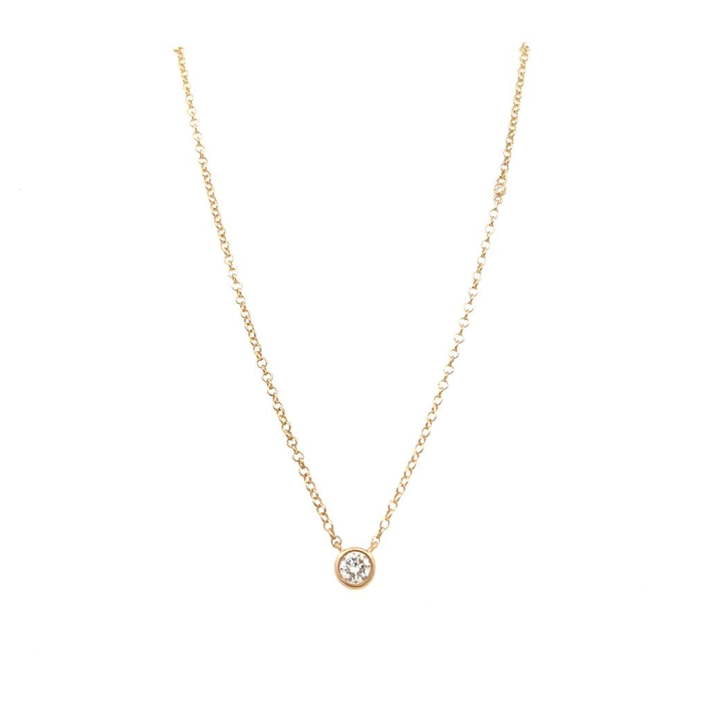 14K Yellow Gold 0.32ctw Round Diamond Solitaire Necklace