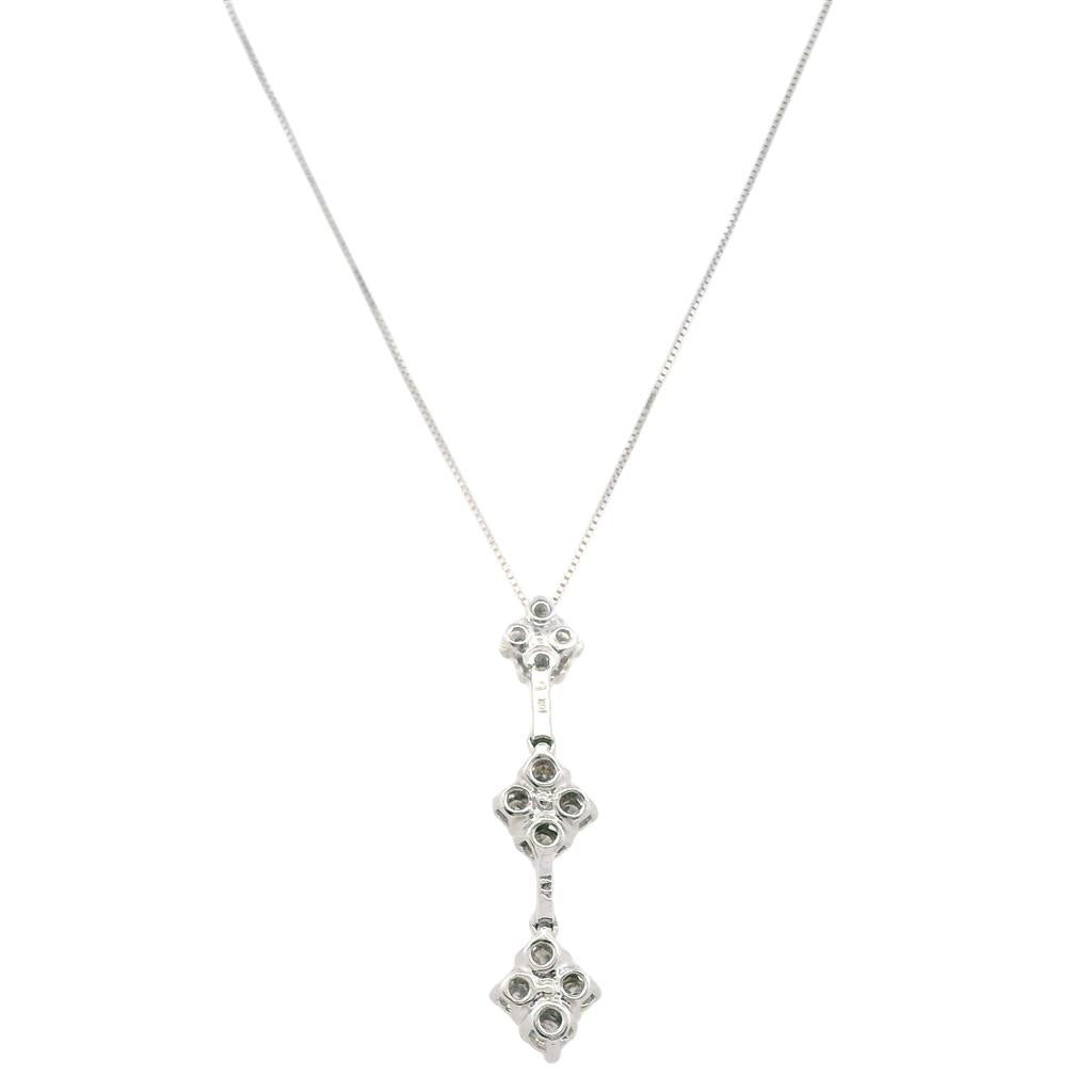 Estate 10K White Gold Diamond Cluster Pendant with 18" Chain - 0.52 TCW