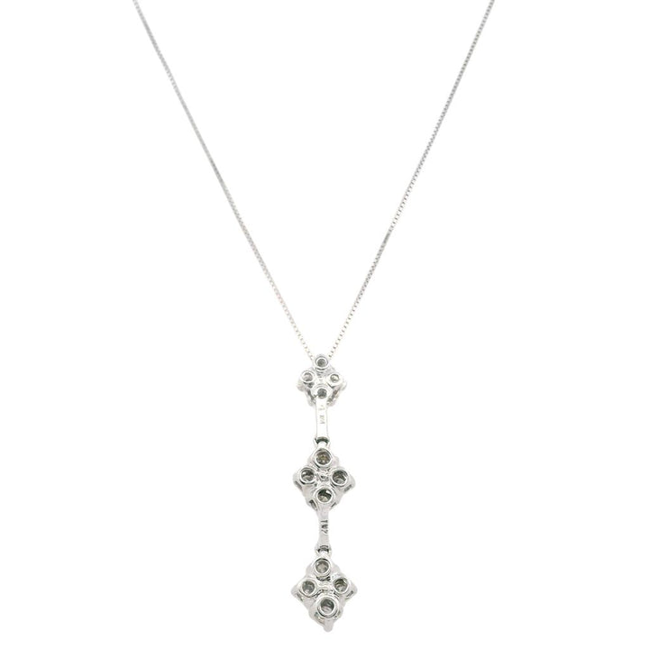 Estate 10K White Gold Diamond Cluster Pendant with 18" Chain - 0.52 TCW