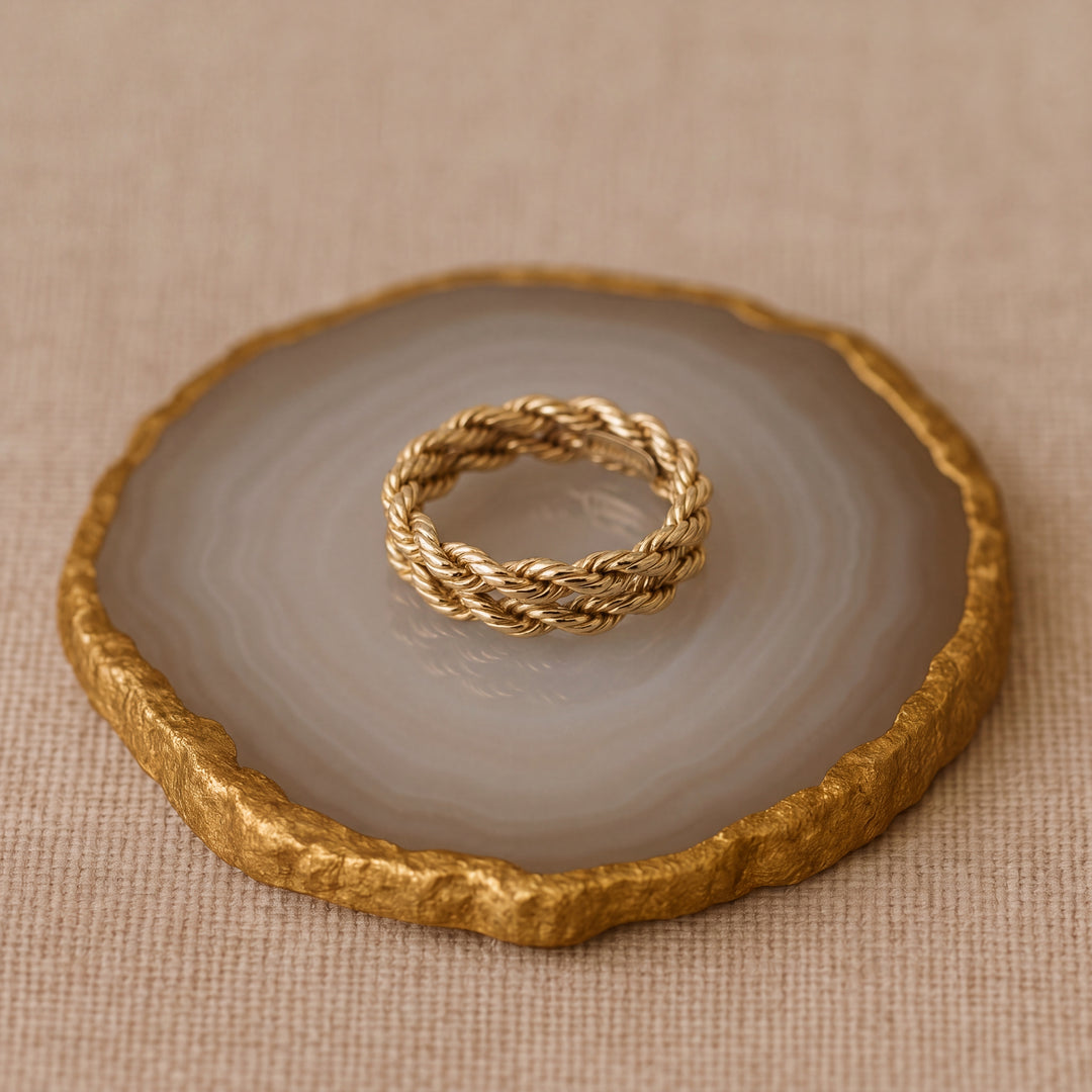 Estate 14K Yellow Gold Double Rope Band Vintage Tiffany & Co. Ring