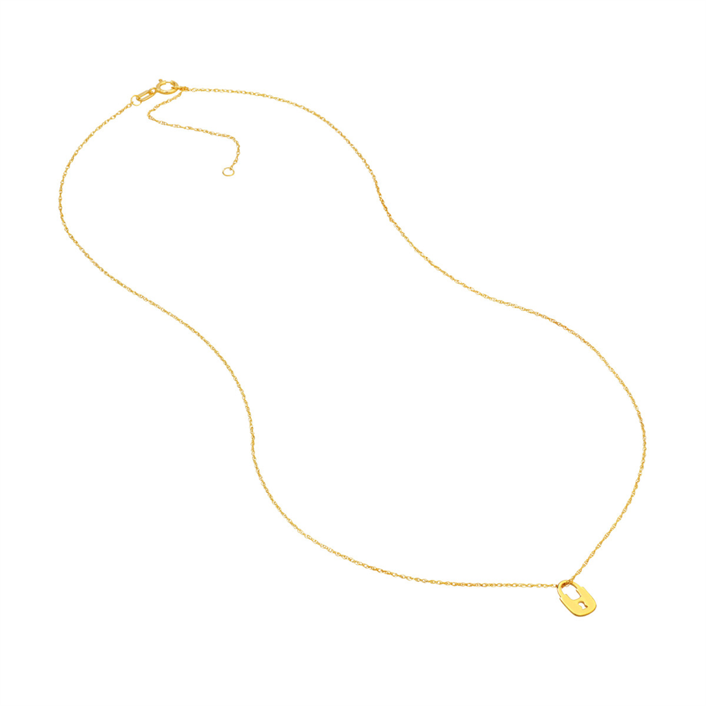 14K Yellow Gold Adjustable Mini Lock Pendant Necklace by Midas Chain