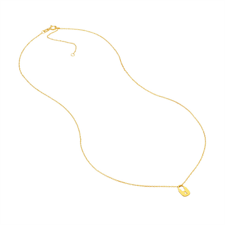 14K Yellow Gold Adjustable Mini Lock Pendant Necklace by Midas Chain