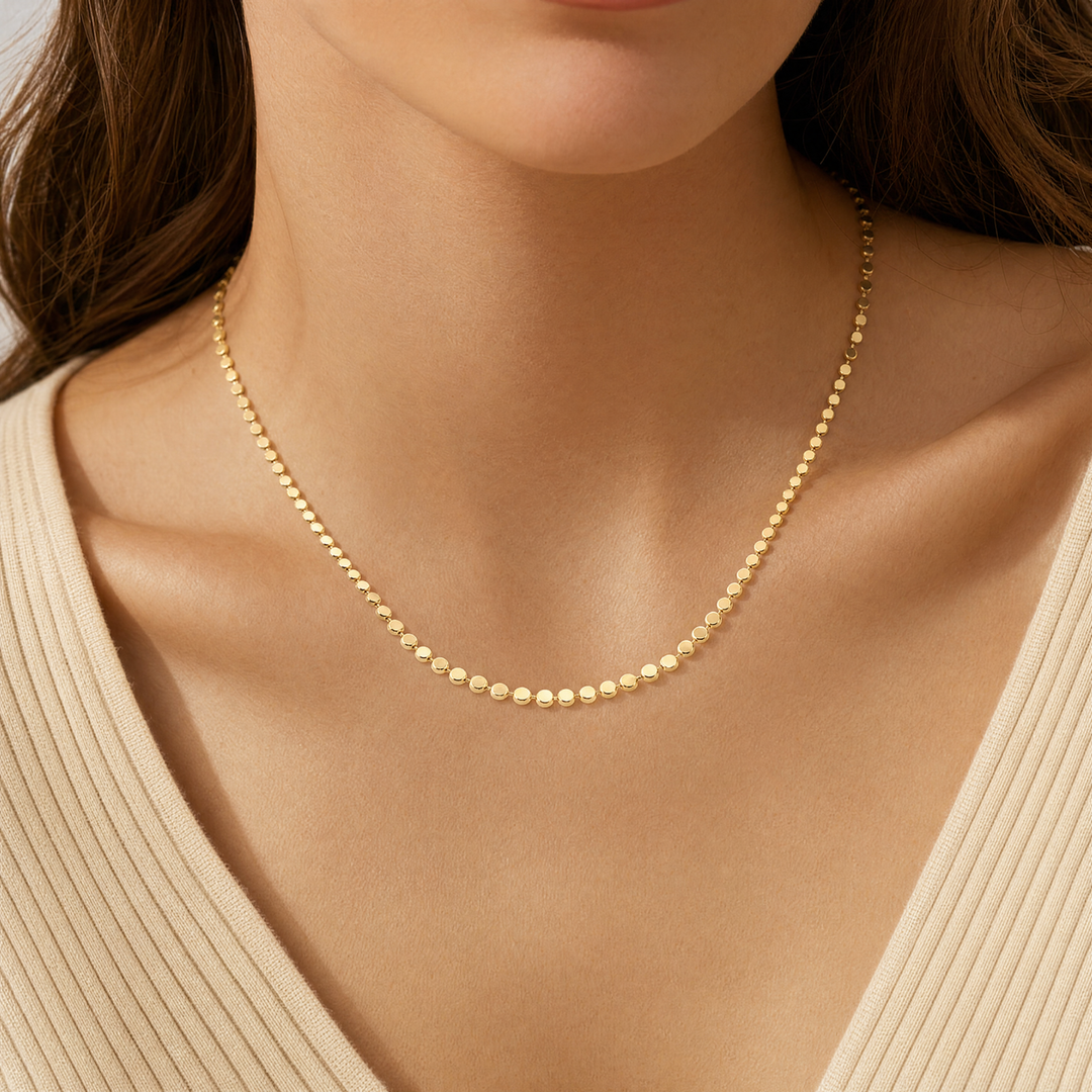 14K Yellow Gold Filled Flat Disc Necklace