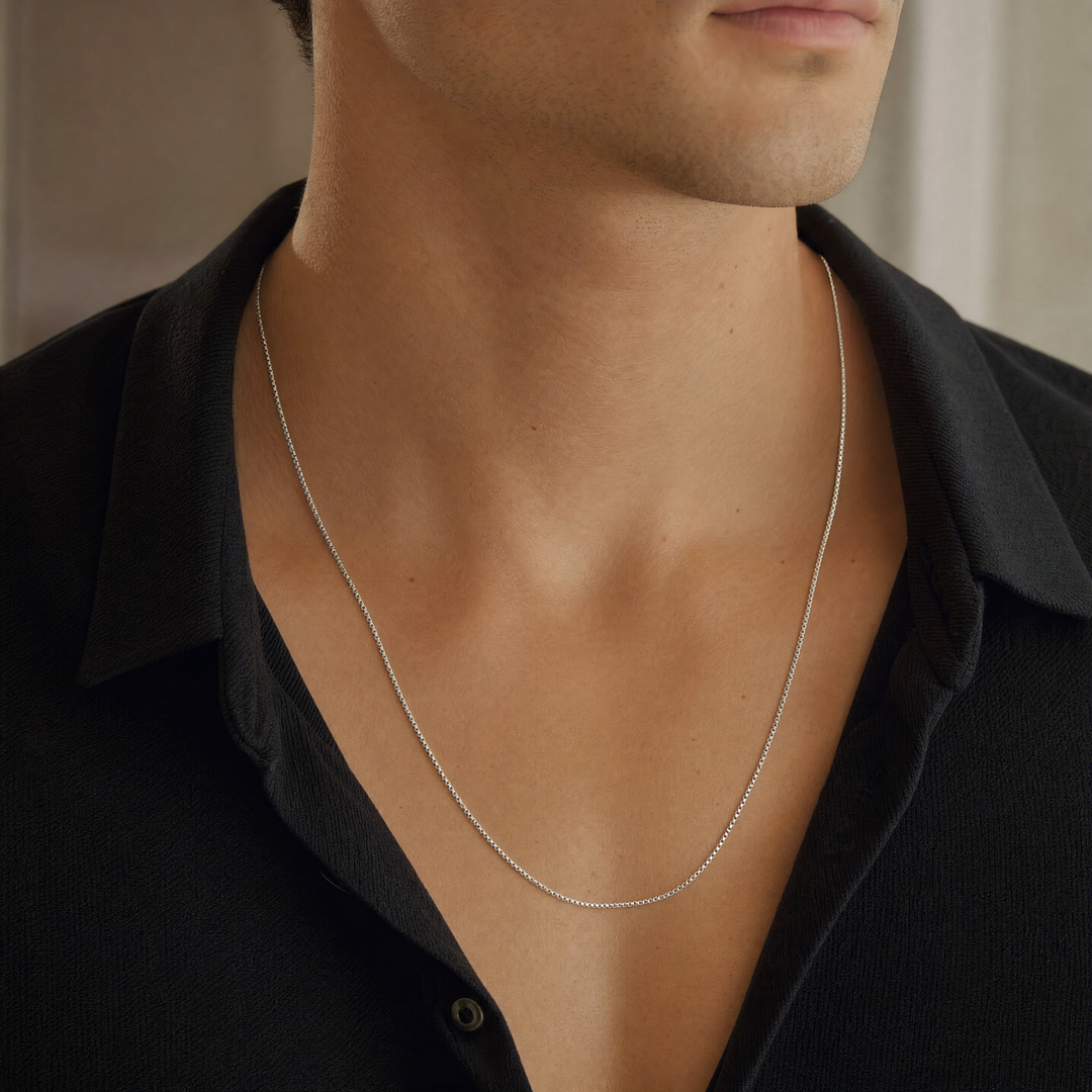 Estate Sterling Silver Box Link Chain Necklace