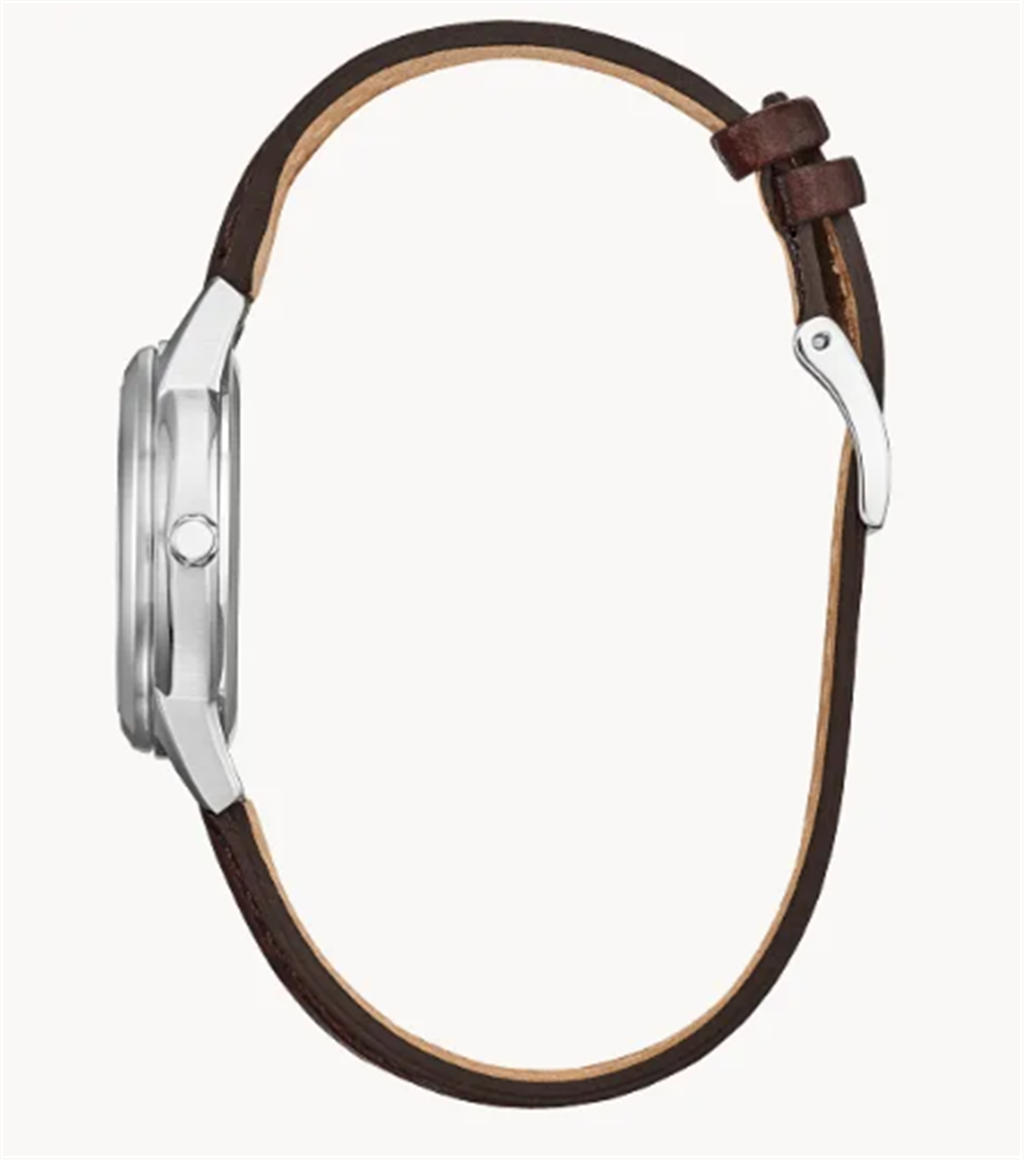 Stainless Steel Leather Strap Classic Women's Watch by Citizen