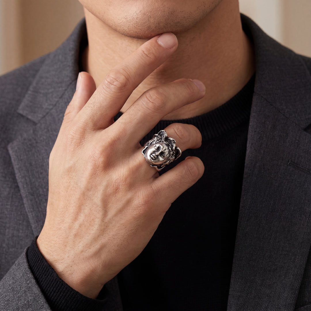 Estate Sterling Silver Mercury Head Ring