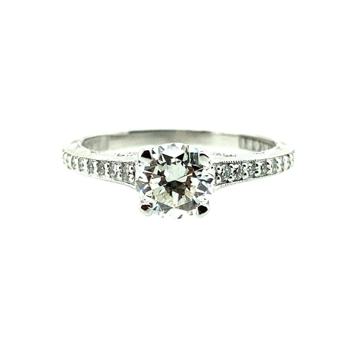 Estate 18K White Gold 0.95ctw Round Diamond Classic Engagement Ring by Tacori