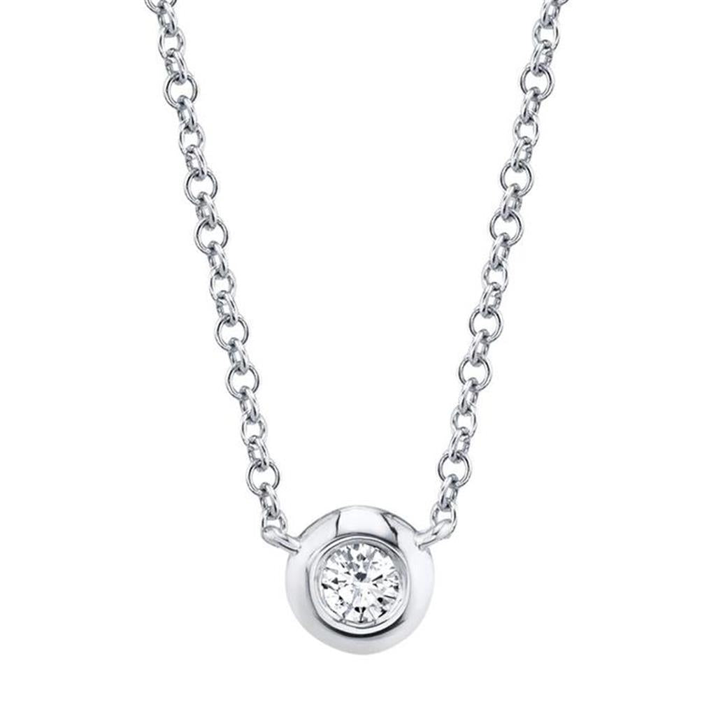 14K White Gold 0.05ctw Diamond Solitaire Necklace by Shy Creation