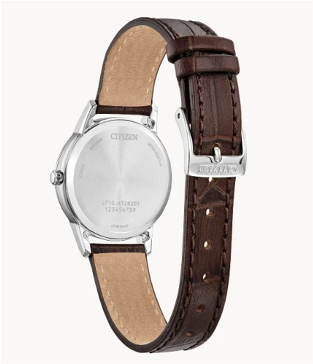 Stainless Steel Leather Strap Classic Women's Watch by Citizen