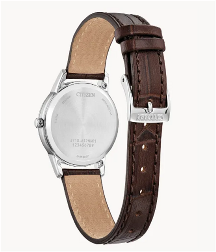 Stainless Steel Leather Strap Classic Women's Watch by Citizen