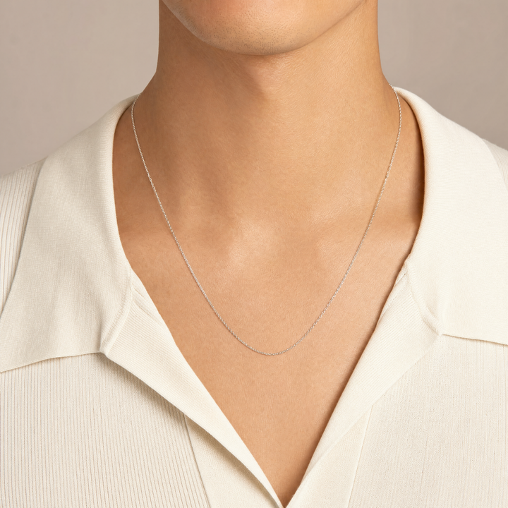 Estate Sterling Silver 0.63MM Cable Chain Necklace