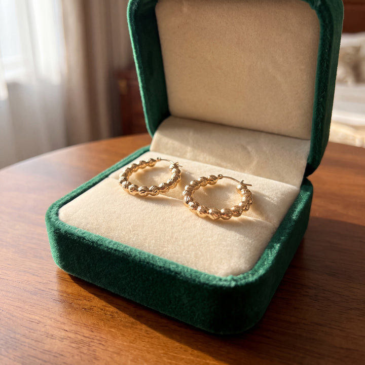 Estate 14K Yellow Gold Shrimp Style Hoop Earrings