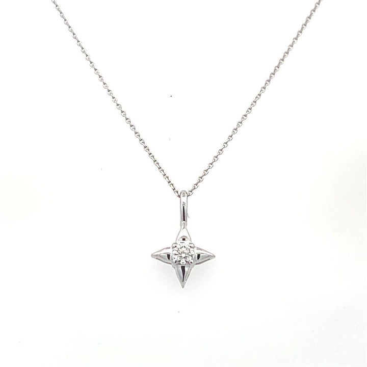 14K White Gold 0.10ctw Diamond Star Necklace