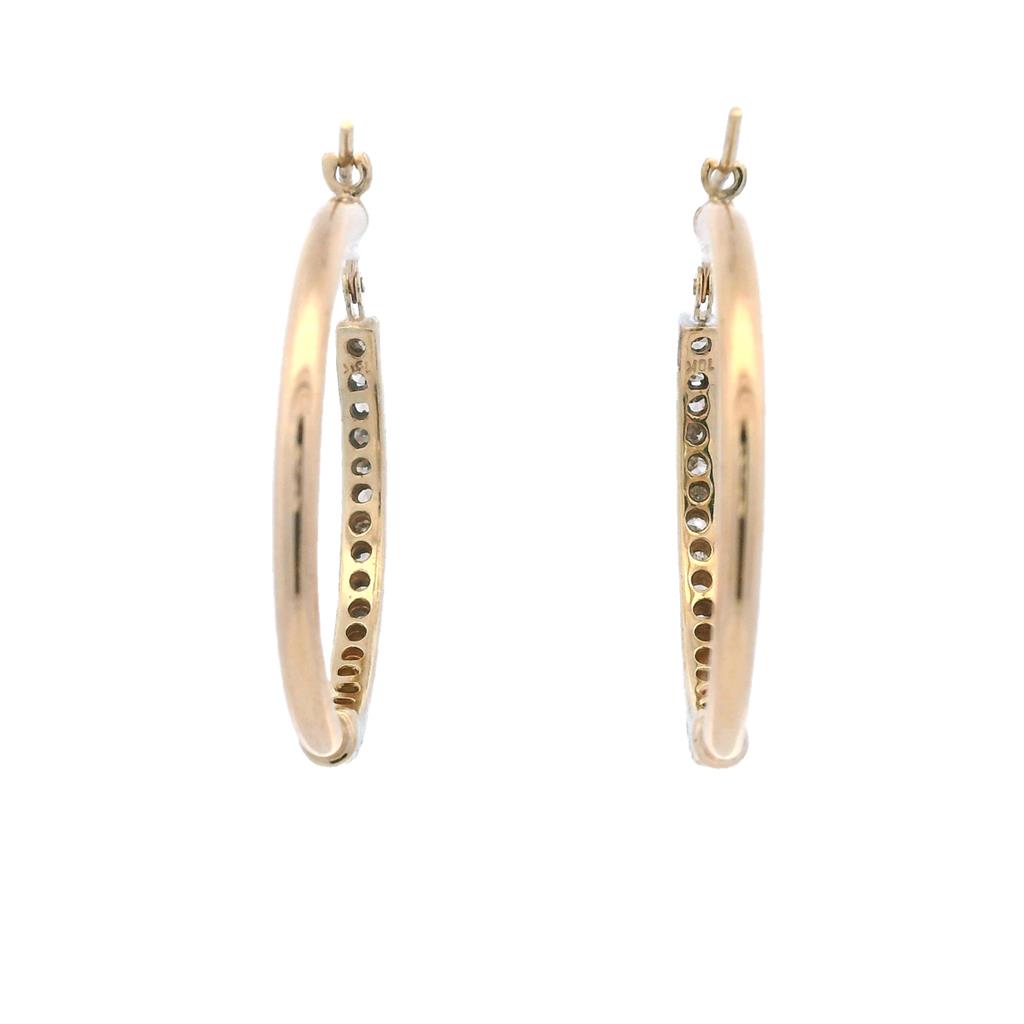 Estate 10K Yellow and White Gold Diamond Inside-Out Hoop Earrings