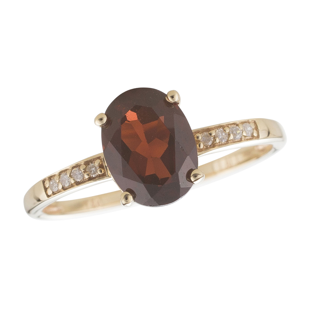 14K Yellow Gold 1.54ctw Oval Garnet & Diamond Ring