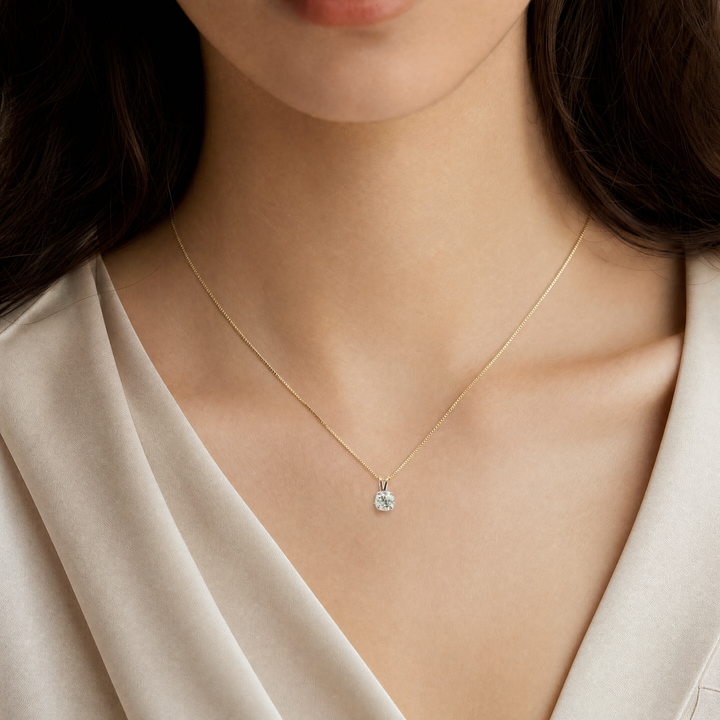 14K Yellow Gold 0.50CTW Vintage Diamond Solitaire Pendant Necklace