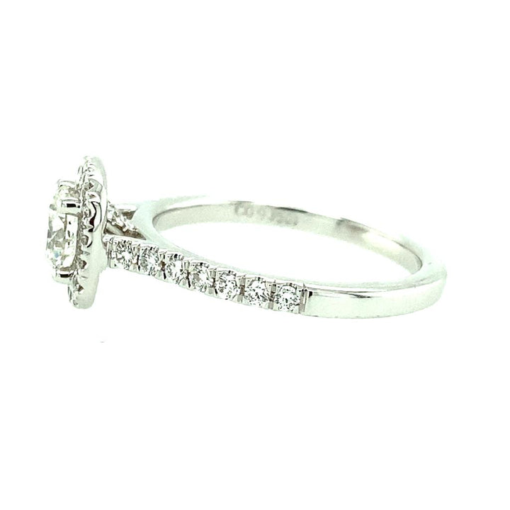 14K White Gold 1.08ct Round Diamond Halo Engagement Ring