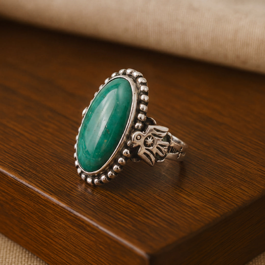 Estate Sterling Silver Oval Cabochon Variscite Ring