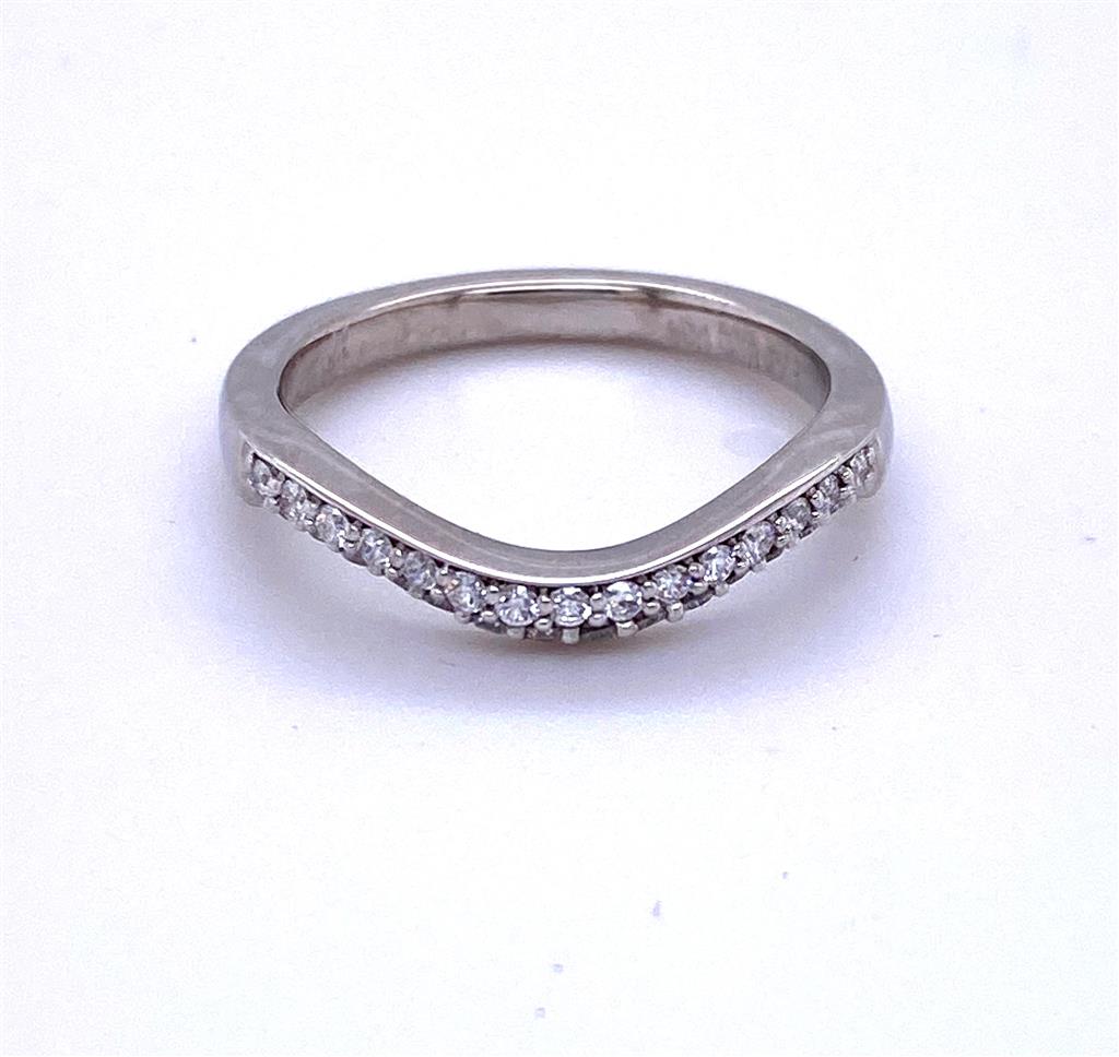 Estate Platinum Diamond Curved Wedding Band Ring