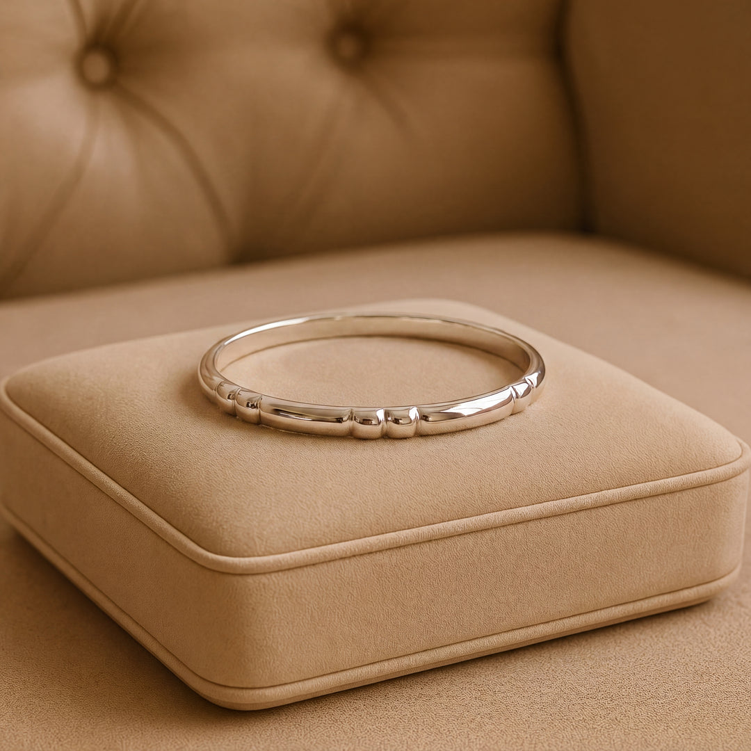 Estate Sterling Silver Ribbed Bangle Bracelet