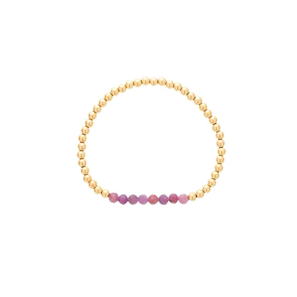 Gold Filled Ruby Bead Stretch Bracelet by Dee Berkley