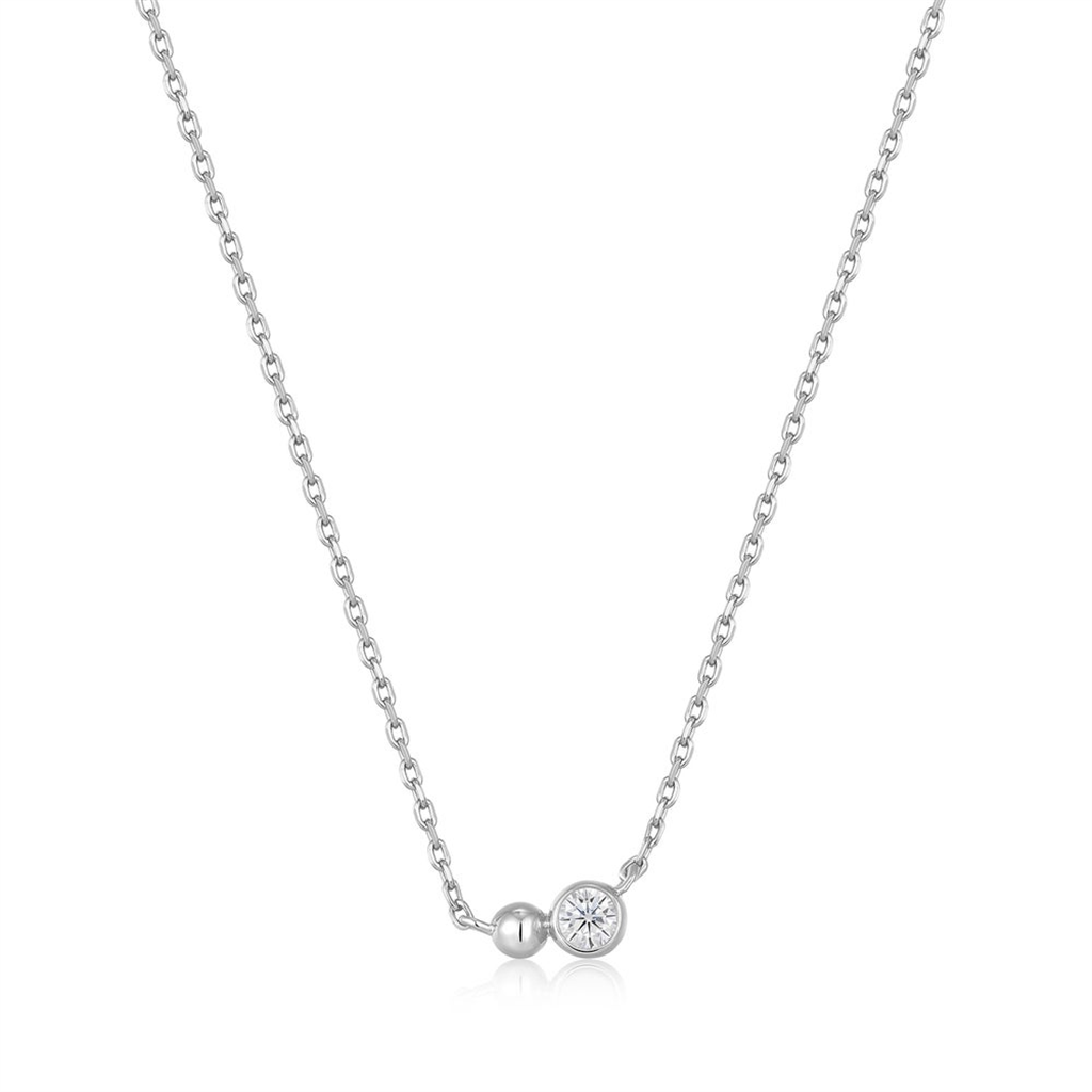 Sterling Silver Cubic Zirconia Orb Necklace by Ania Haie