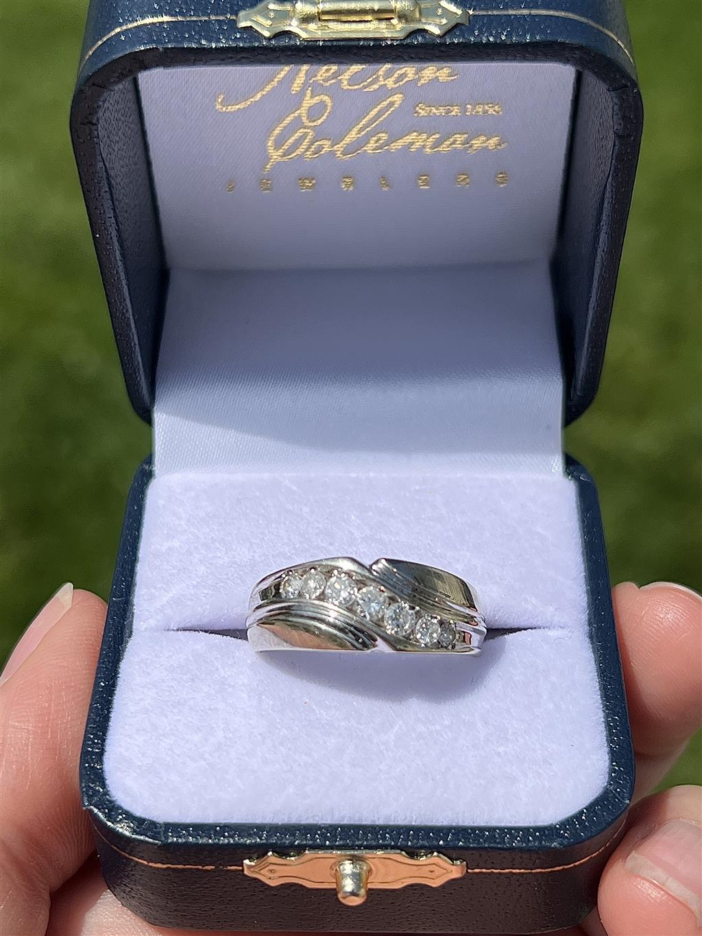 Estate 14K White Gold 0.51ctw Diamond Men's Wedding Band
