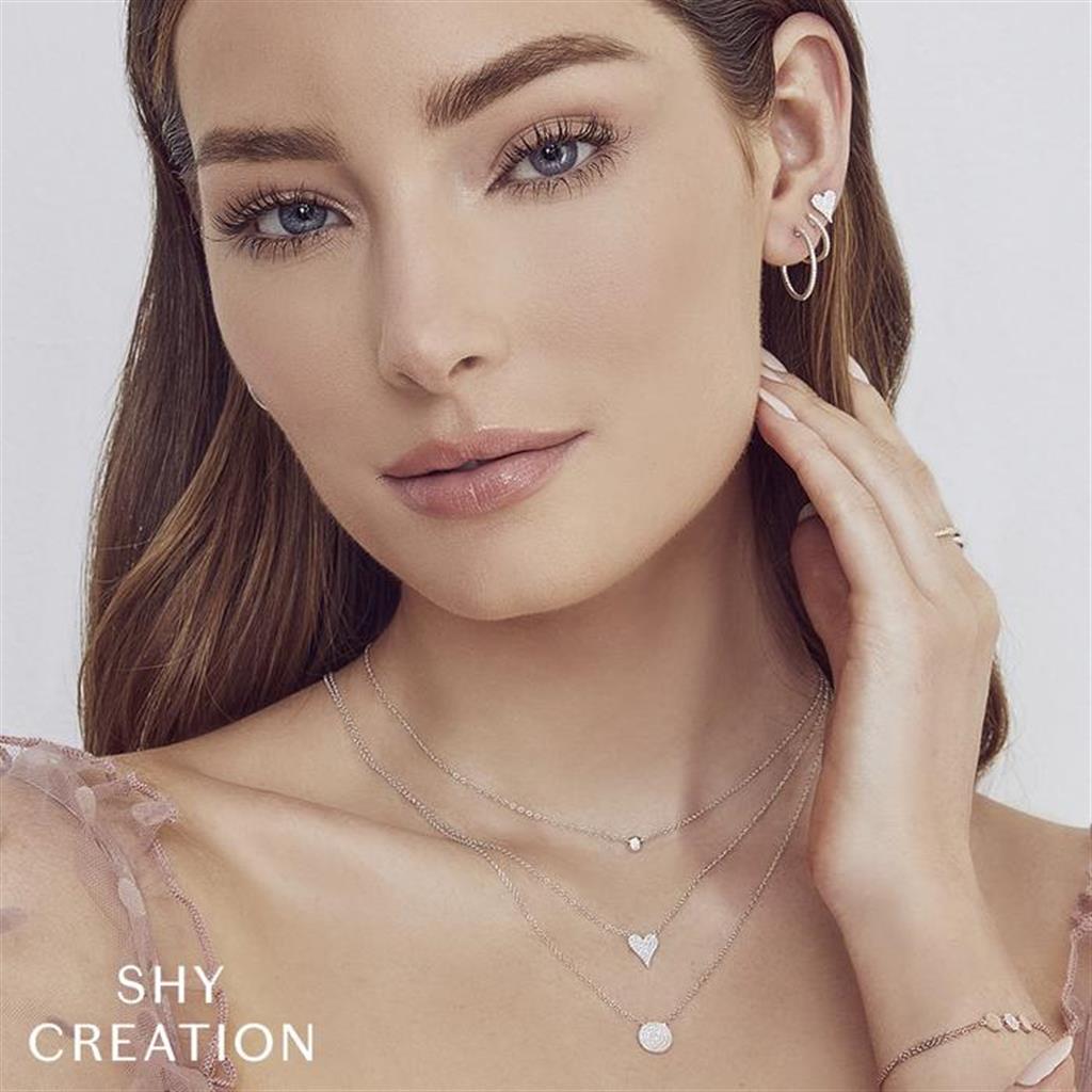 14K White Gold 0.05ctw Diamond Solitaire Necklace by Shy Creation