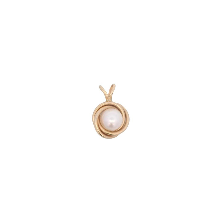 Estate 14K Yellow Gold 6.26mm Pearl Solitaire Twist Pendant