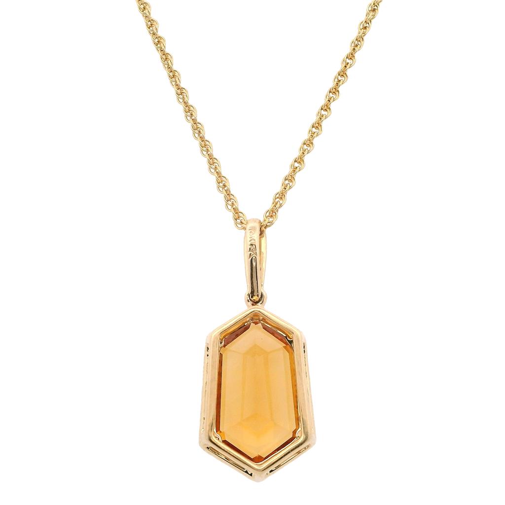 Estate 14K Yellow Gold 3.80ctw Citrine & Diamond Halo Necklace