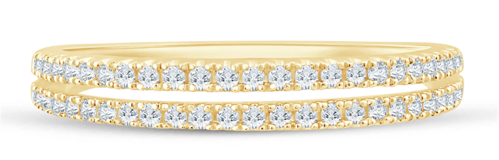 14K Yellow Gold 0.25ctw Round Diamond Multi Row Wedding Band