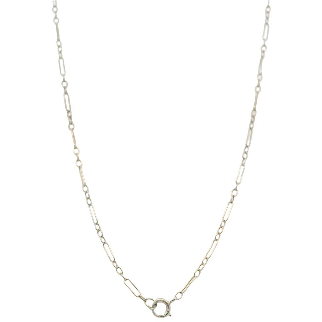 Estate Art Deco 14K White Gold Filigree Diamond Necklace - 1930's