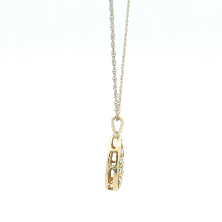 Estate 14K Yellow Gold 0.39ctw Round Diamond Cluster Necklace