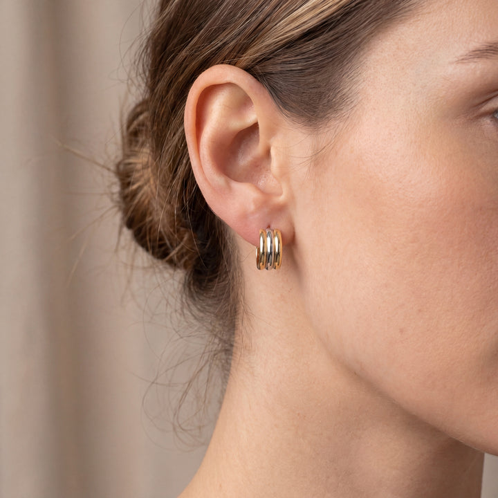 Estate 14K Tri-Tone Gold Half-Tube Hoop Earrings
