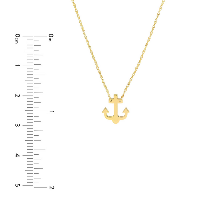 14K Yellow Gold Anchor Pendant Necklace by Midas Chain